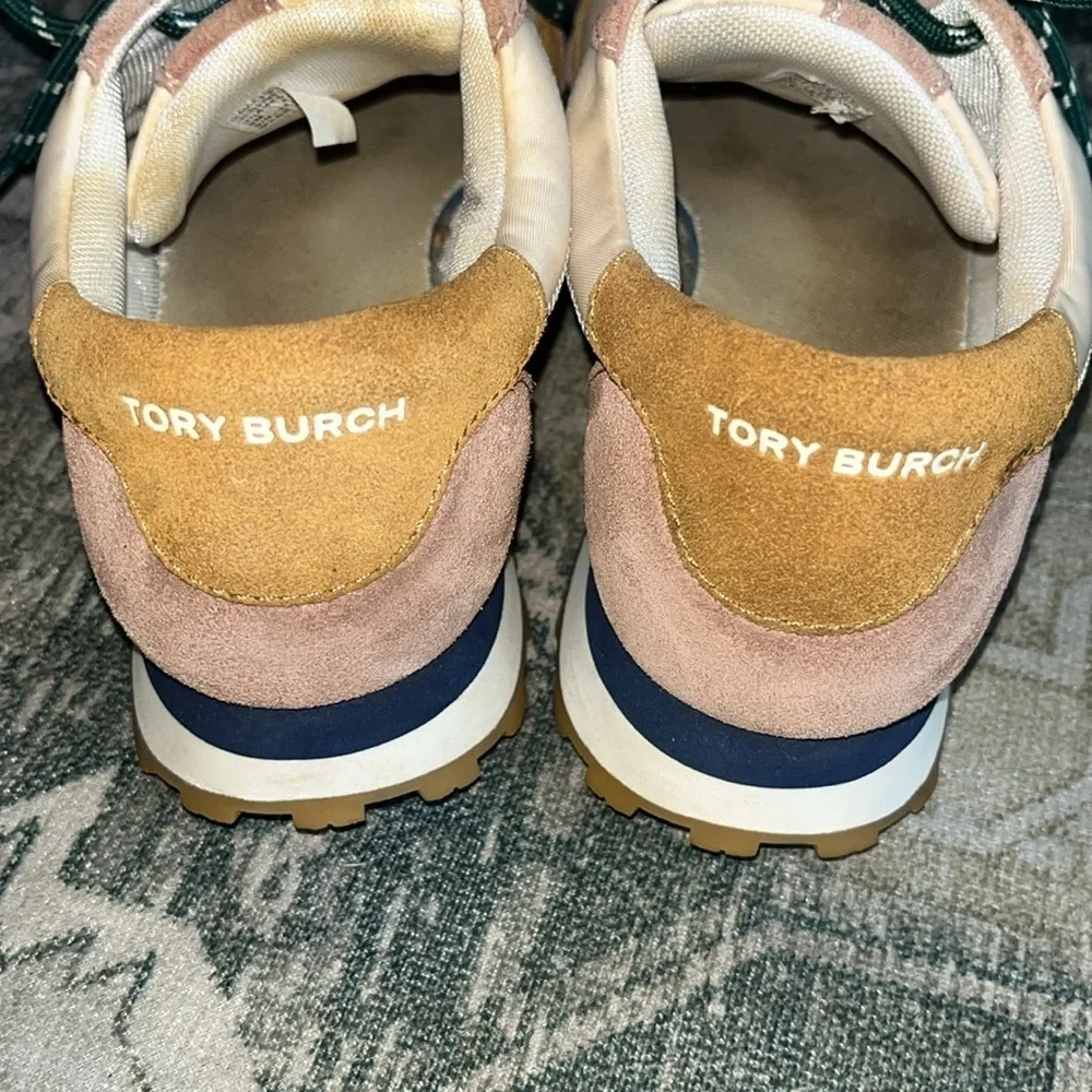 Tory Burch women’s Annie Nylon runners Cream and Tan Sneakers size 8